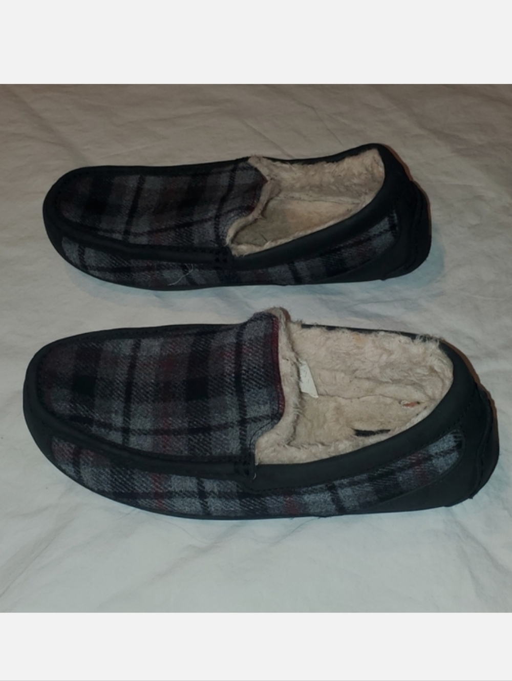 UGG Ascot Tartan Plaid Wool Fur Slippers Mens